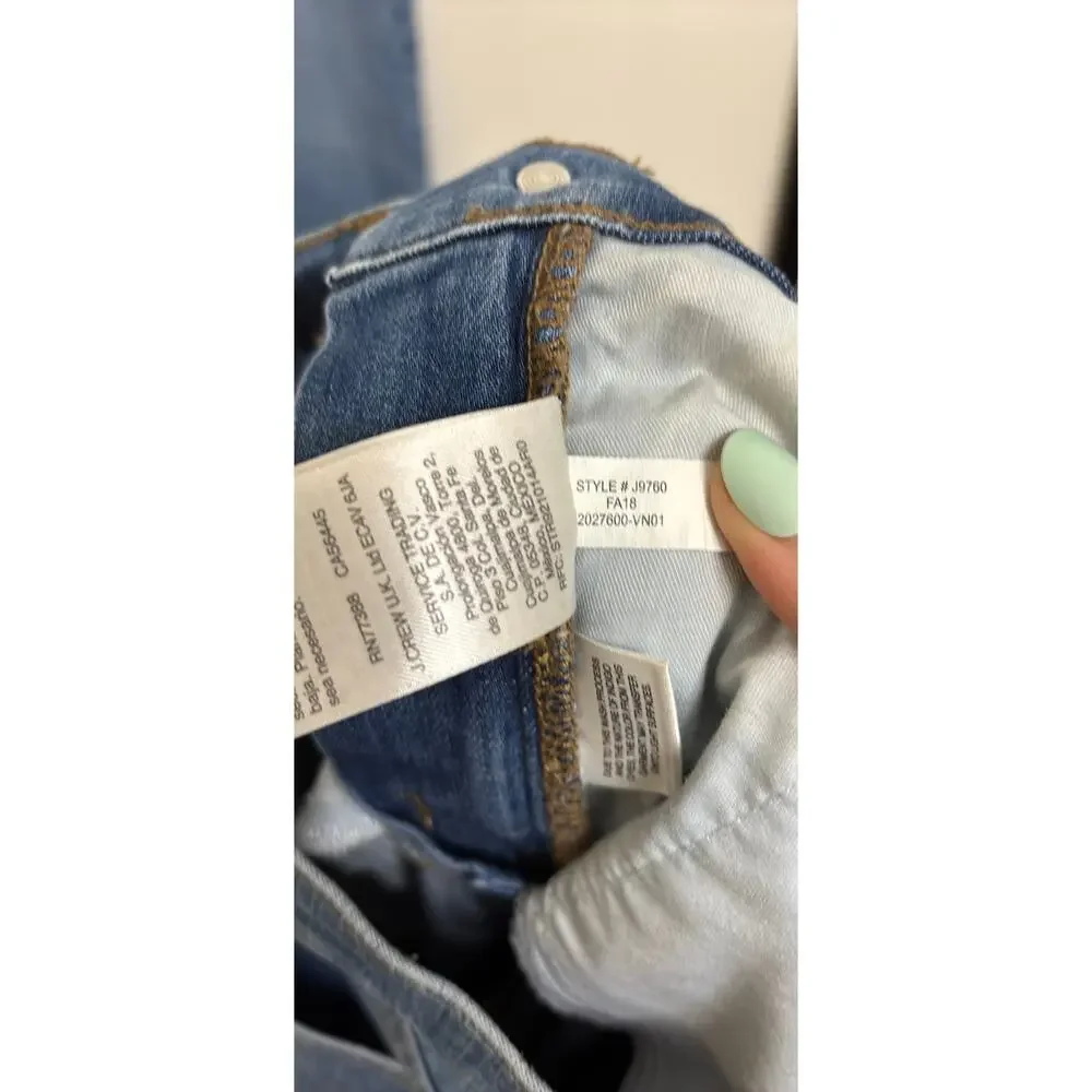 J. Crew Jeans Womens 28 Tall Blue Vintage Straight Distressed Frayed Hem Ankle